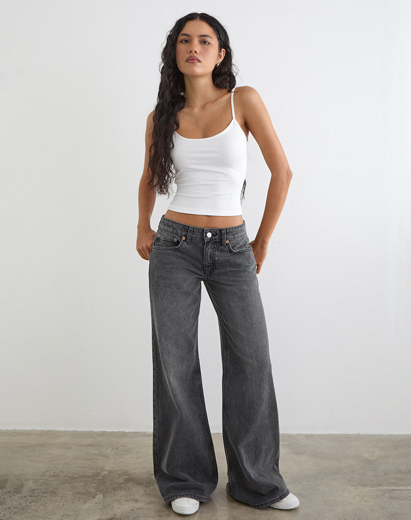 Low Rise Slouchy Flare Jeans in Washed Black Grey