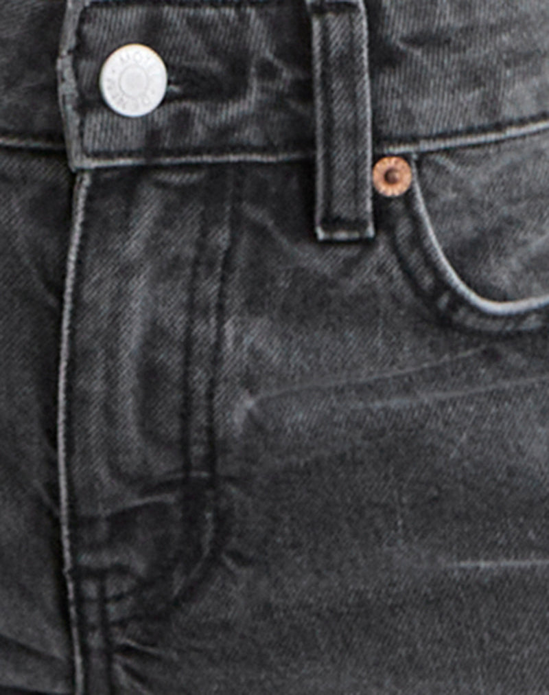 Low Rise Slouchy Flare Jeans in Washed Black Grey