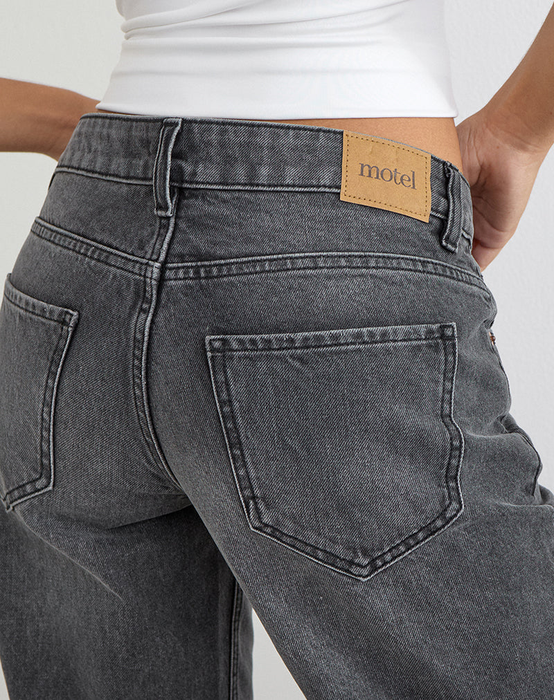 Low Rise Slouchy Flare Jeans in Washed Black Grey