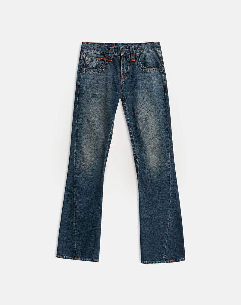 Low Rise Twisted Seam Jeans in Dirty Green