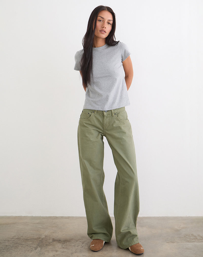 Low Rise Parallel Jeans in Fern Green