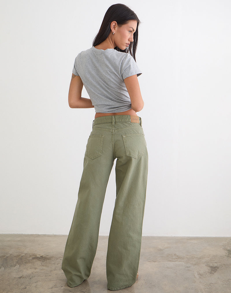 Low Rise Parallel Jeans in Fern Green