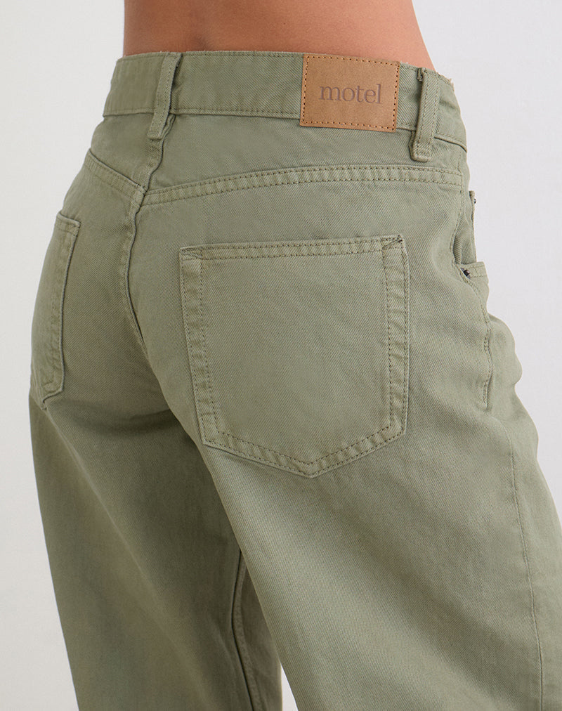 Low Rise Parallel Jeans in Fern Green