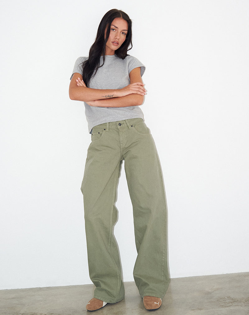 Low Rise Parallel Jeans in Fern Green