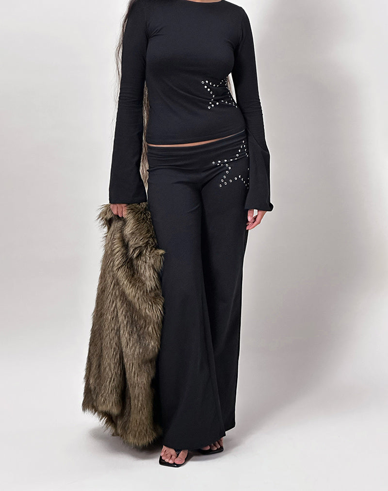 Mindi Flare Trouser in Star Stud Black
