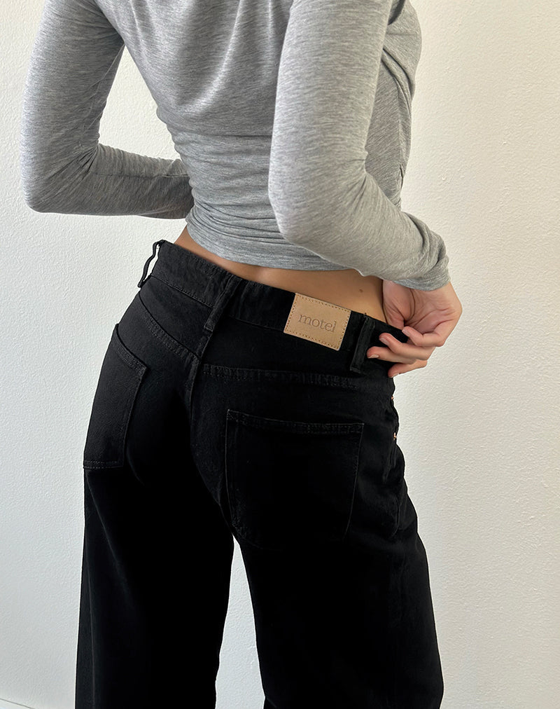Low Rise Roomy Jeans in Rinse Black