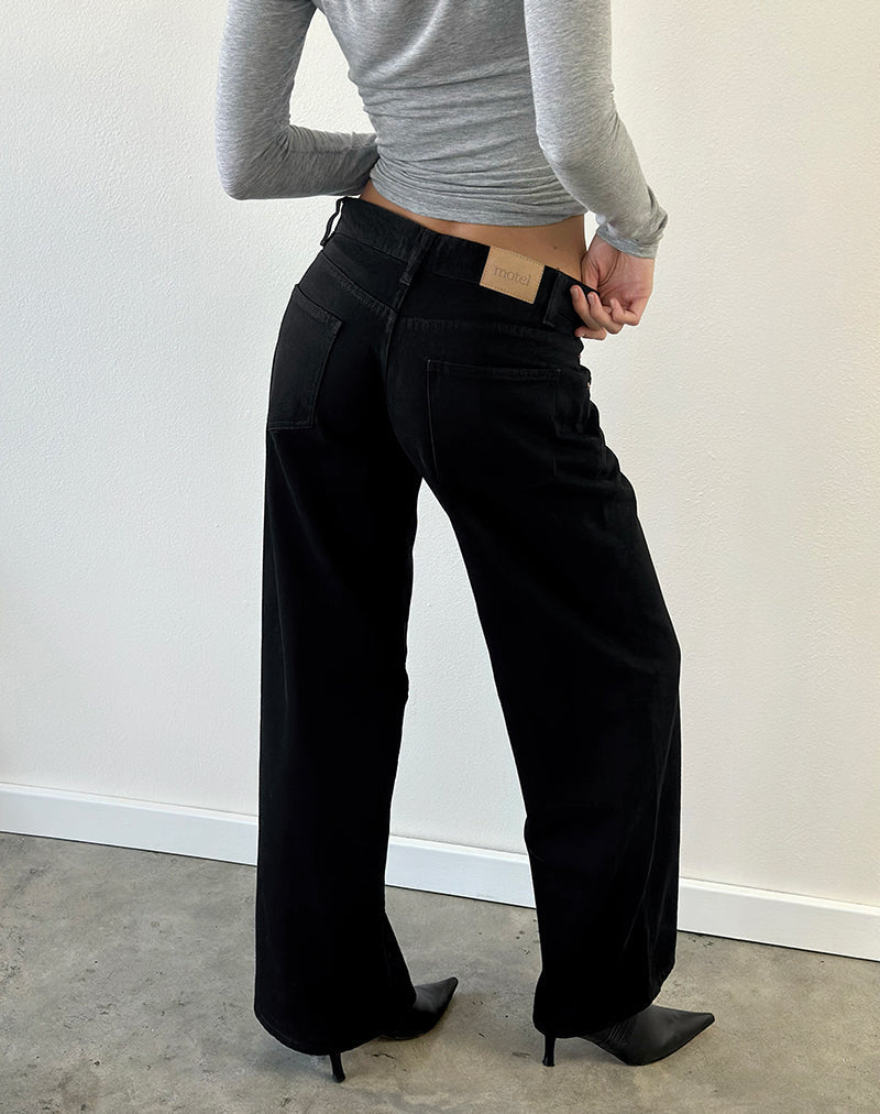 Low Rise Roomy Jeans in Rinse Black