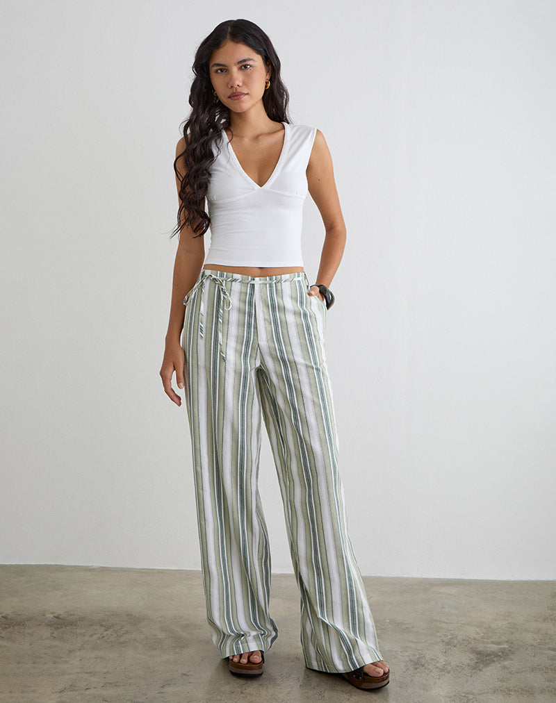 Morino Trouser in Sage Stripe