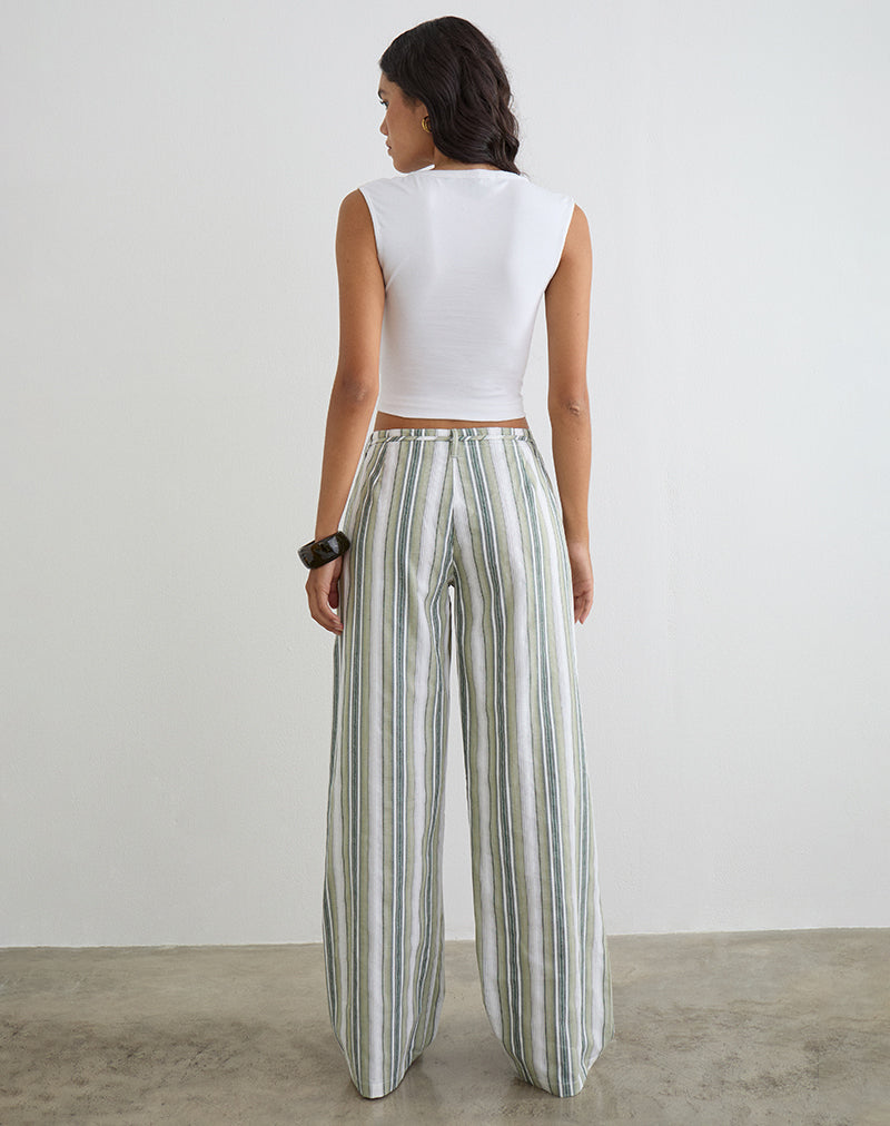 Morino Trouser in Sage Stripe