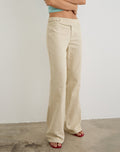Nalita Trouser in Beige with Buckle Waist
