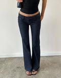 Extra Low Rise Flare Jeans in Stripe Indigo