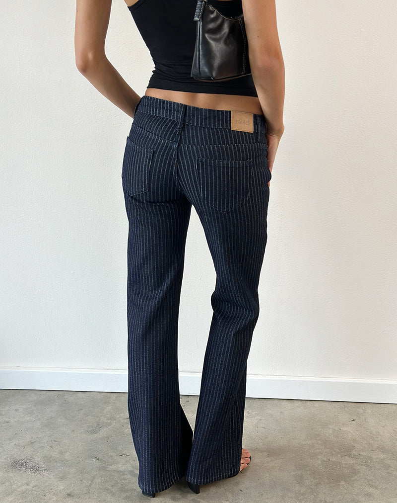 Extra Low Rise Flare Jeans in Stripe Indigo