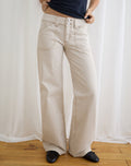 Low Rise Relaxed Cargo Jeans in Off White