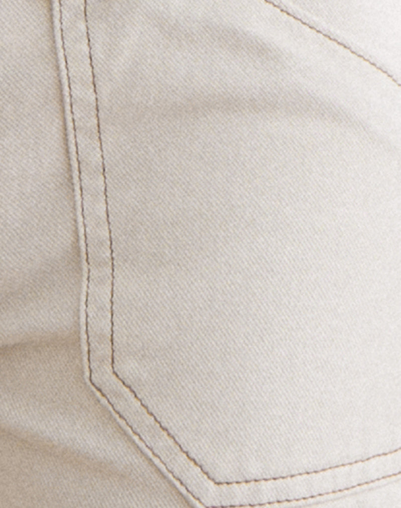 Low Rise Relaxed Cargo Jeans in Off White
