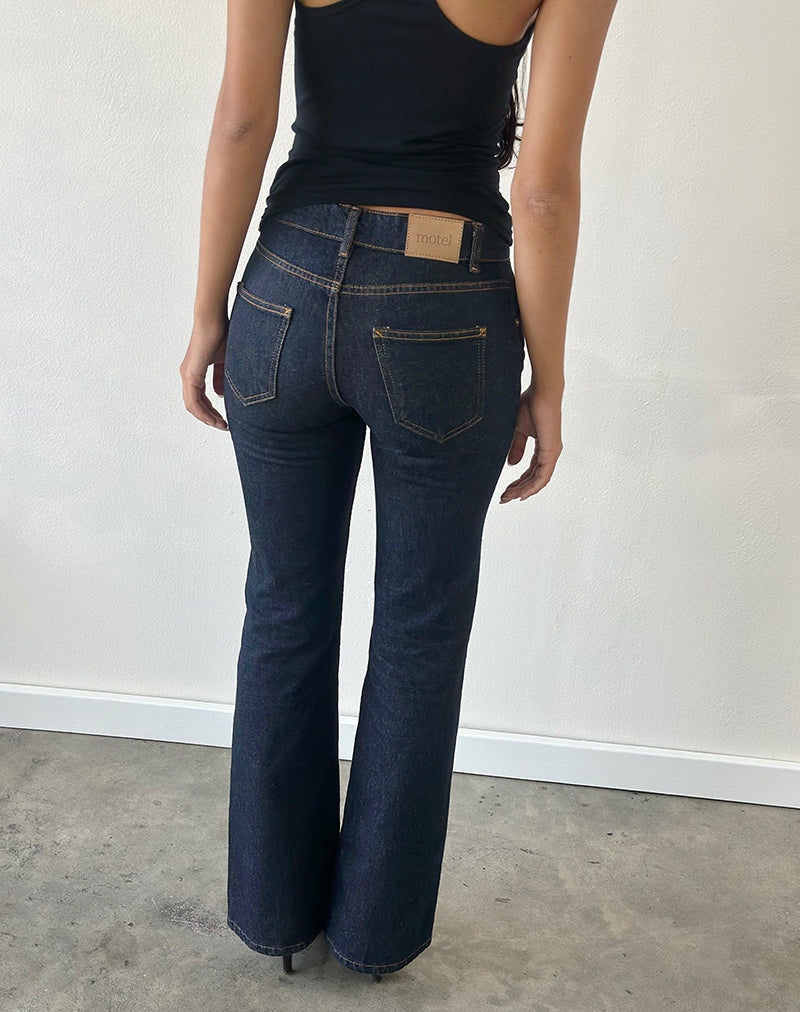 Rigid Low Rise Flare Jeans In Indigo