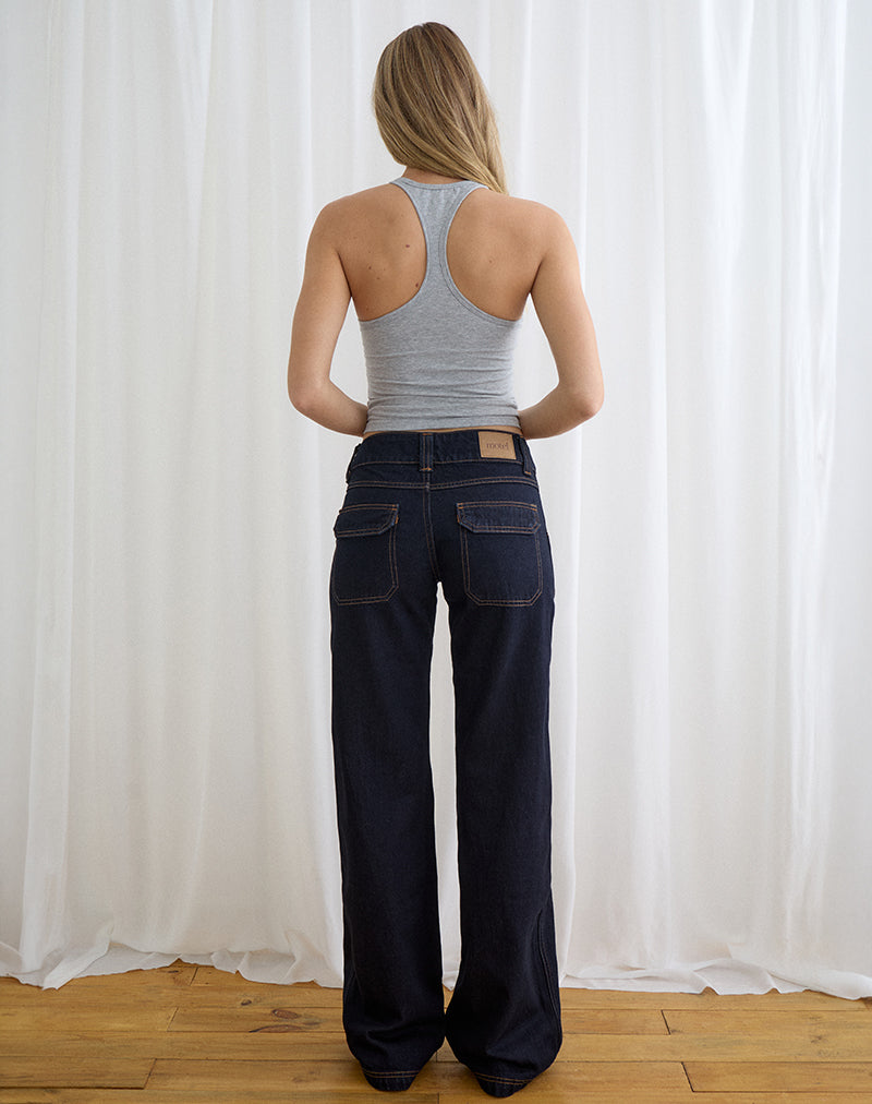 Low Rise Relaxed Cargo Jeans in Indigo