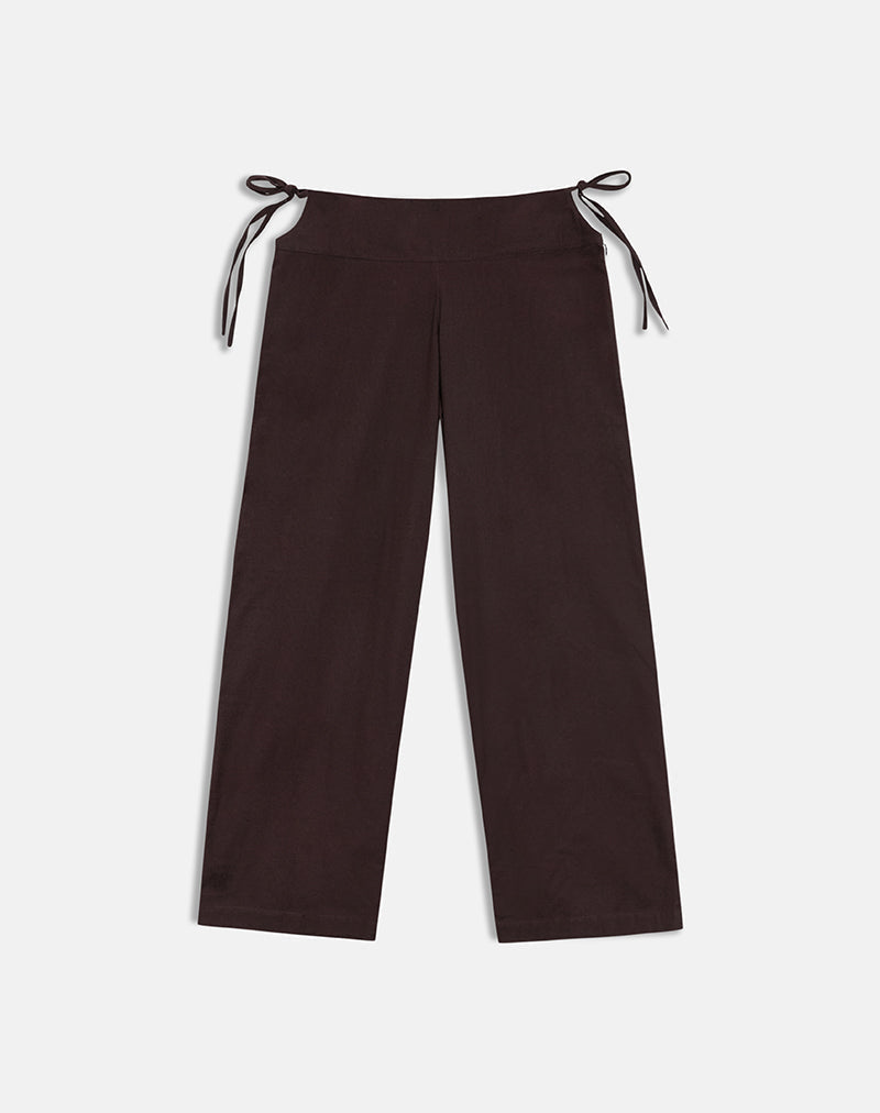 Olesy Trouser in Linen Deep Mahogany