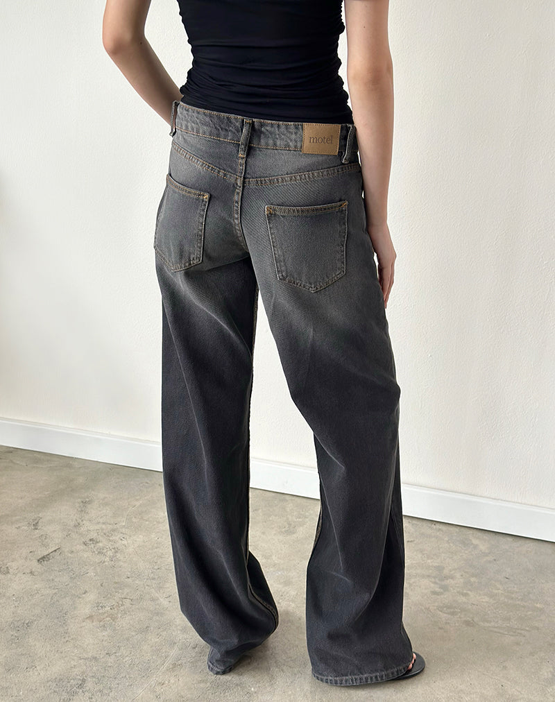 Low Rise Parallel Jeans in Grey Used Bleach