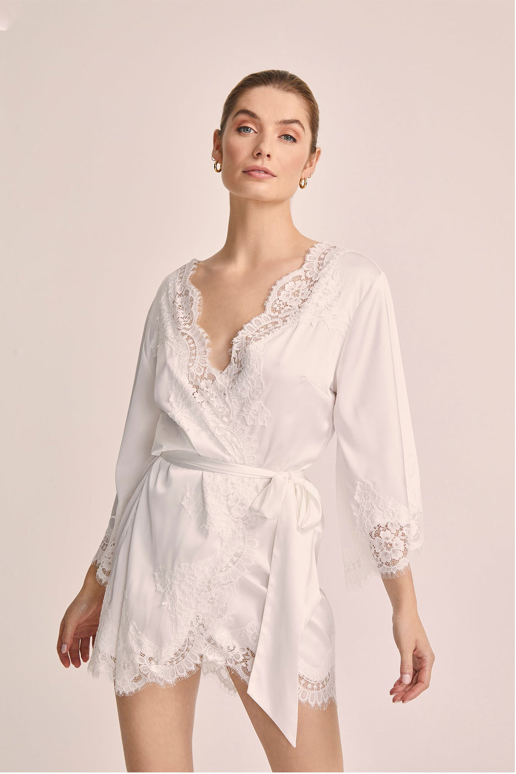 Sian Mini Lace Robe - White