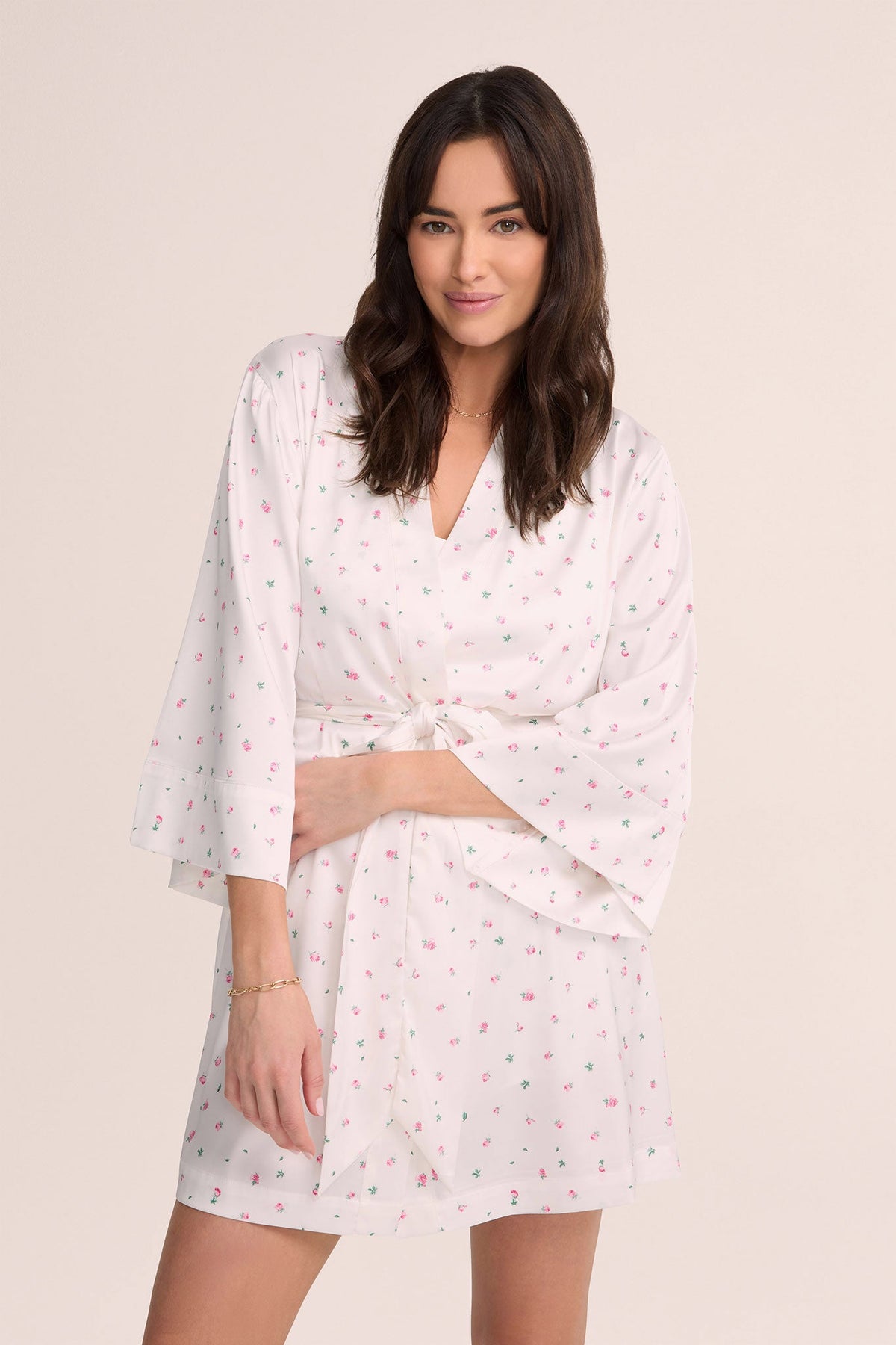 Rosie OkeoTex Satin Robe - White *Final Sale*