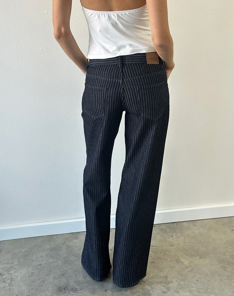Low Rise Roomy Jeans in Stripe Indigo