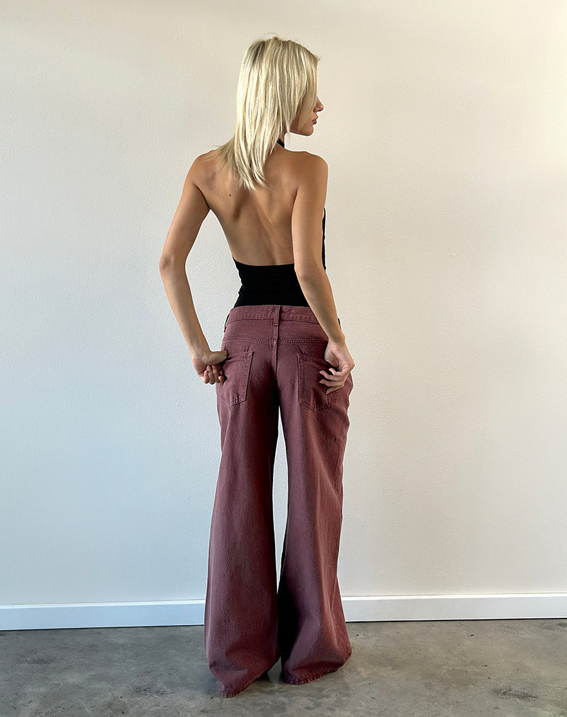 Low Rise Roomy Jeans in Burgundy