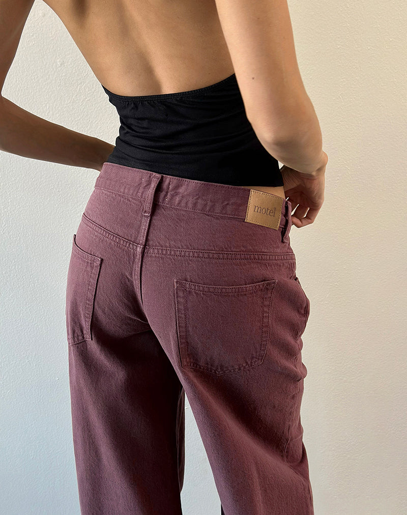 Low Rise Roomy Jeans in Burgundy