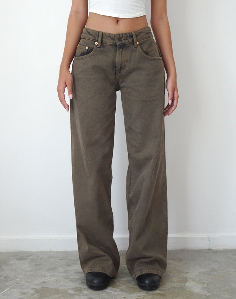 Roomy Extra Wide Low Rise Jeans in Dark Black Sand