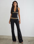 Rosimo Flare Trouser in Black with Embroidered Sequin Trim
