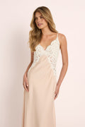 Peyton Long Lace Slip Dress   - Blush