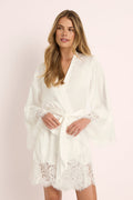 Peyton Short Lace Robe  - White