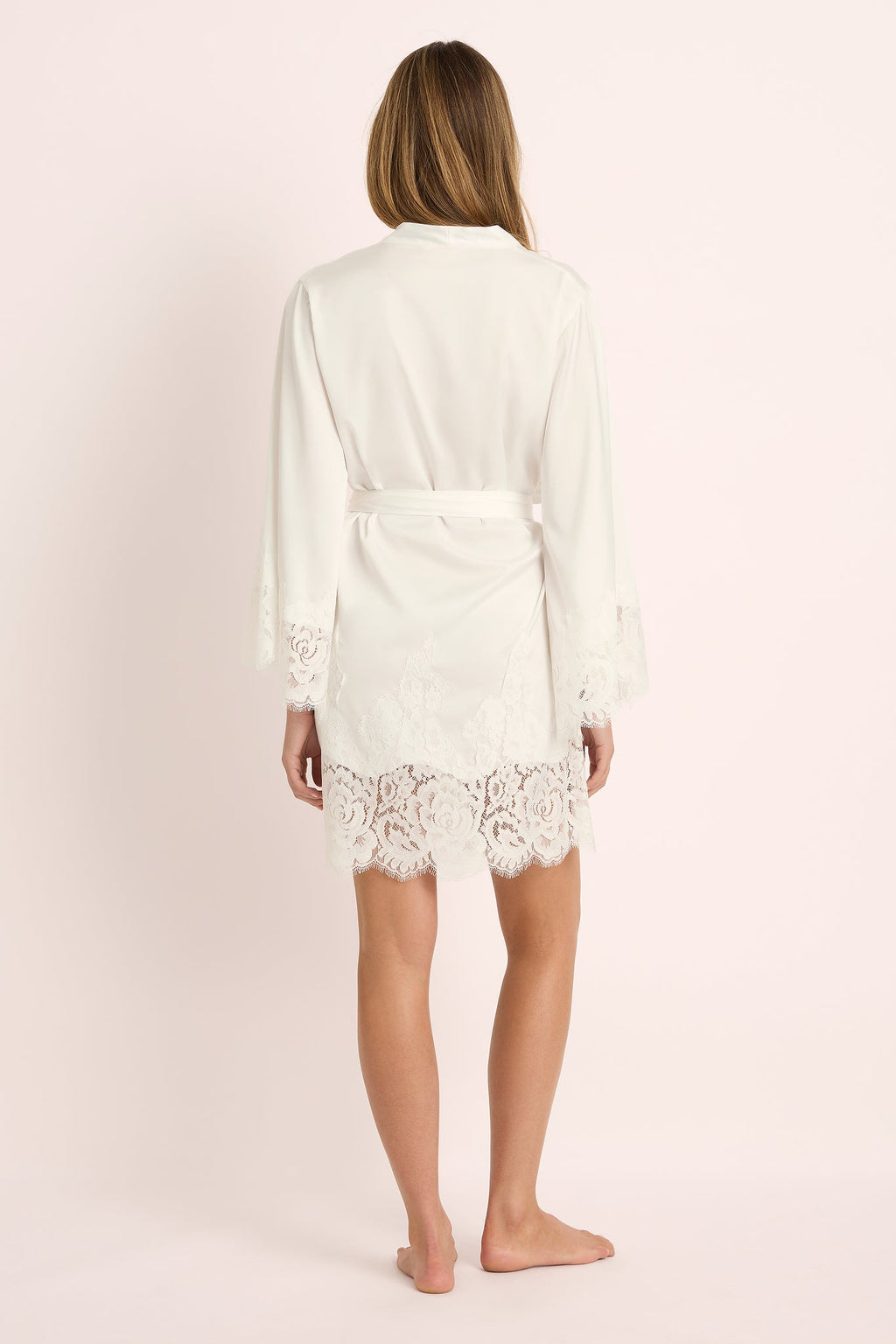 Peyton Short Lace Robe  - White