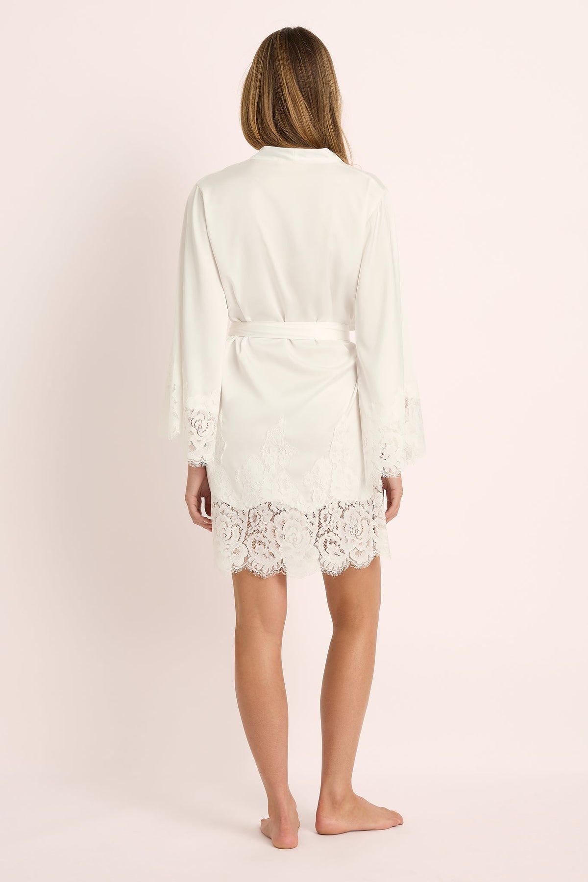 Peyton Short Lace Robe  - White