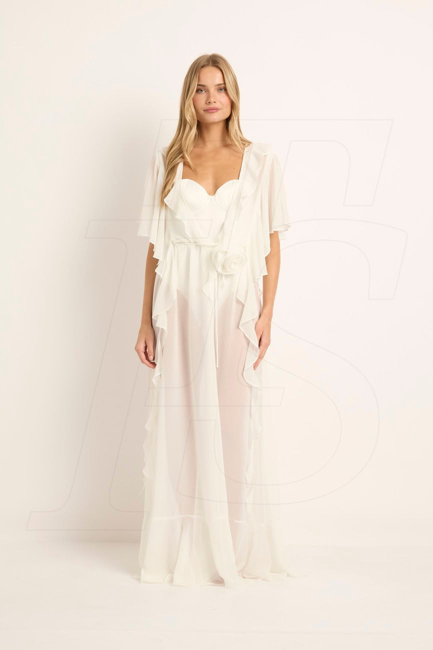 Seraphina Ruffle Bridal Robe in Ivory