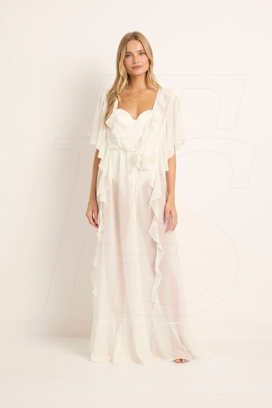 Seraphina Ruffle Bridal Robe in Ivory