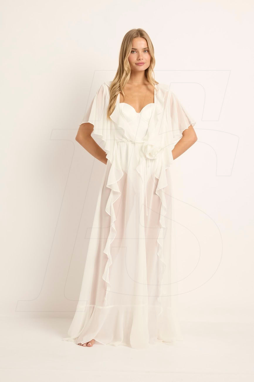 Seraphina Ruffle Bridal Robe in Ivory