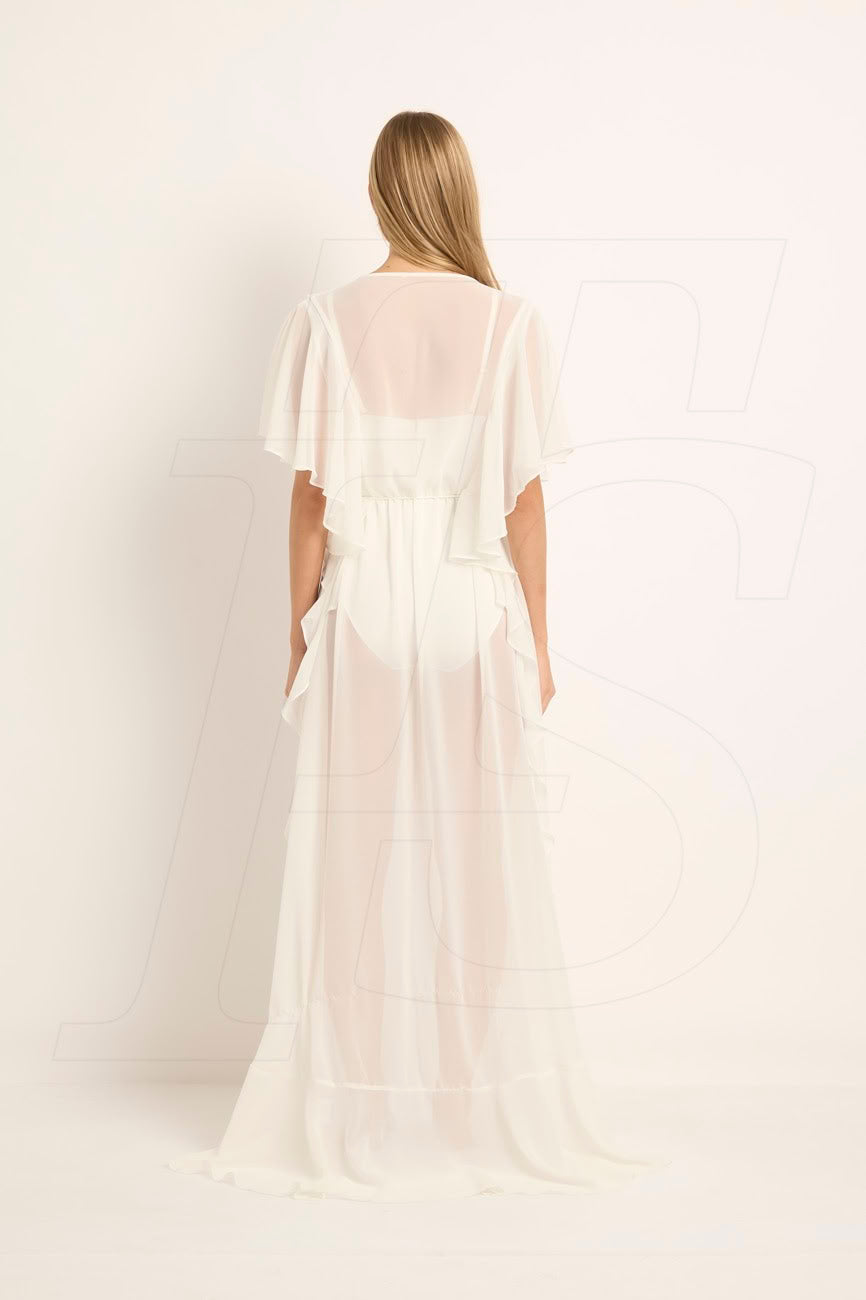 Seraphina Ruffle Bridal Robe in Ivory