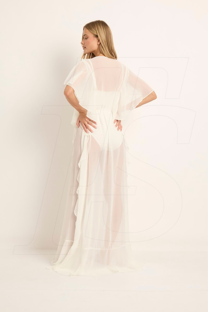 Seraphina Ruffle Bridal Robe in Ivory