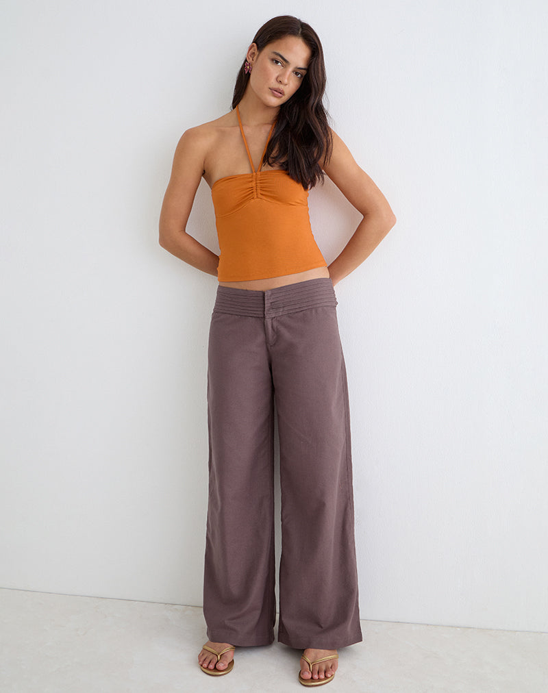 Sadasi Trouser in Linen Deep Taupe