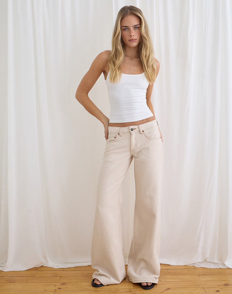 Low Rise Slouchy Flare Jeans in Twill Off White