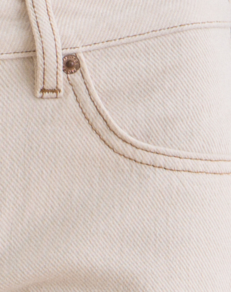 Low Rise Slouchy Flare Jeans in Twill Off White
