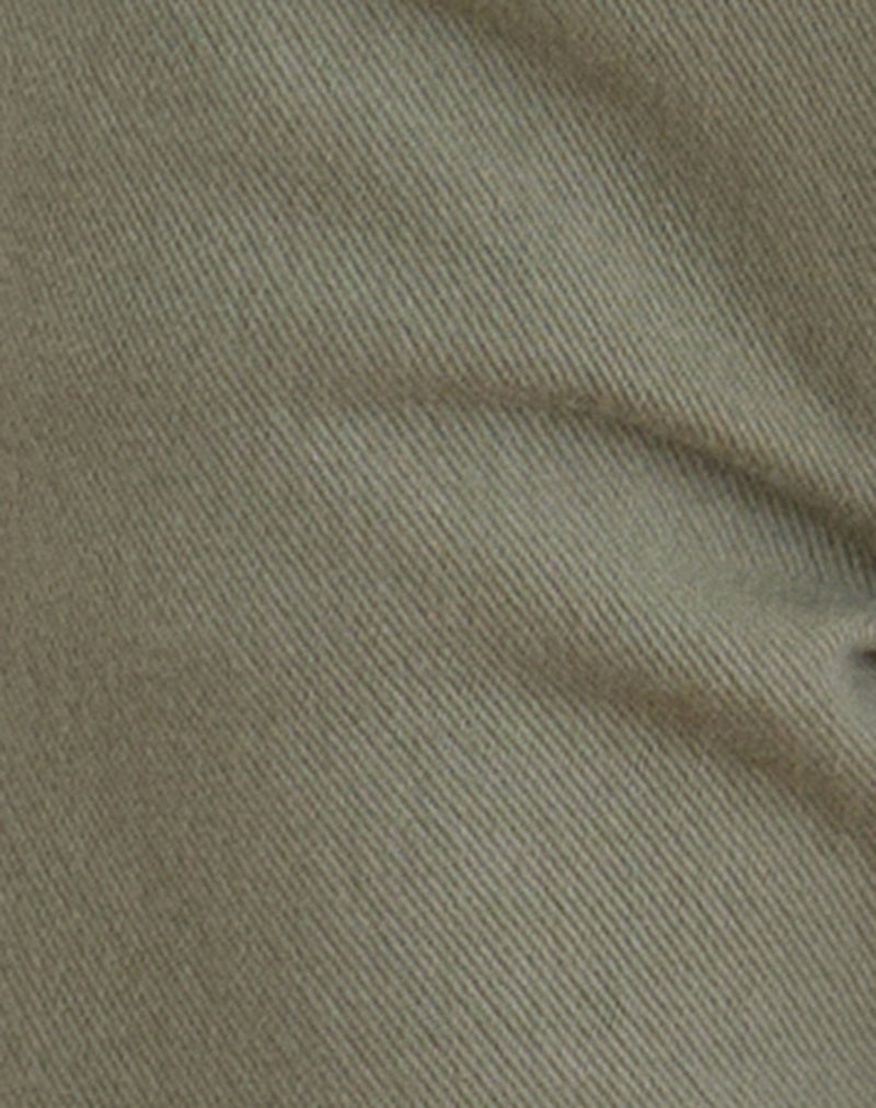 Low Rise Slouchy Flare Jeans in Twill Fern Green