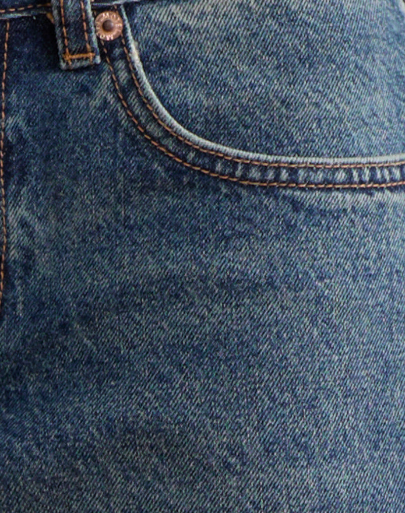 Low Rise Slouchy Flare Jeans in Steel Blue