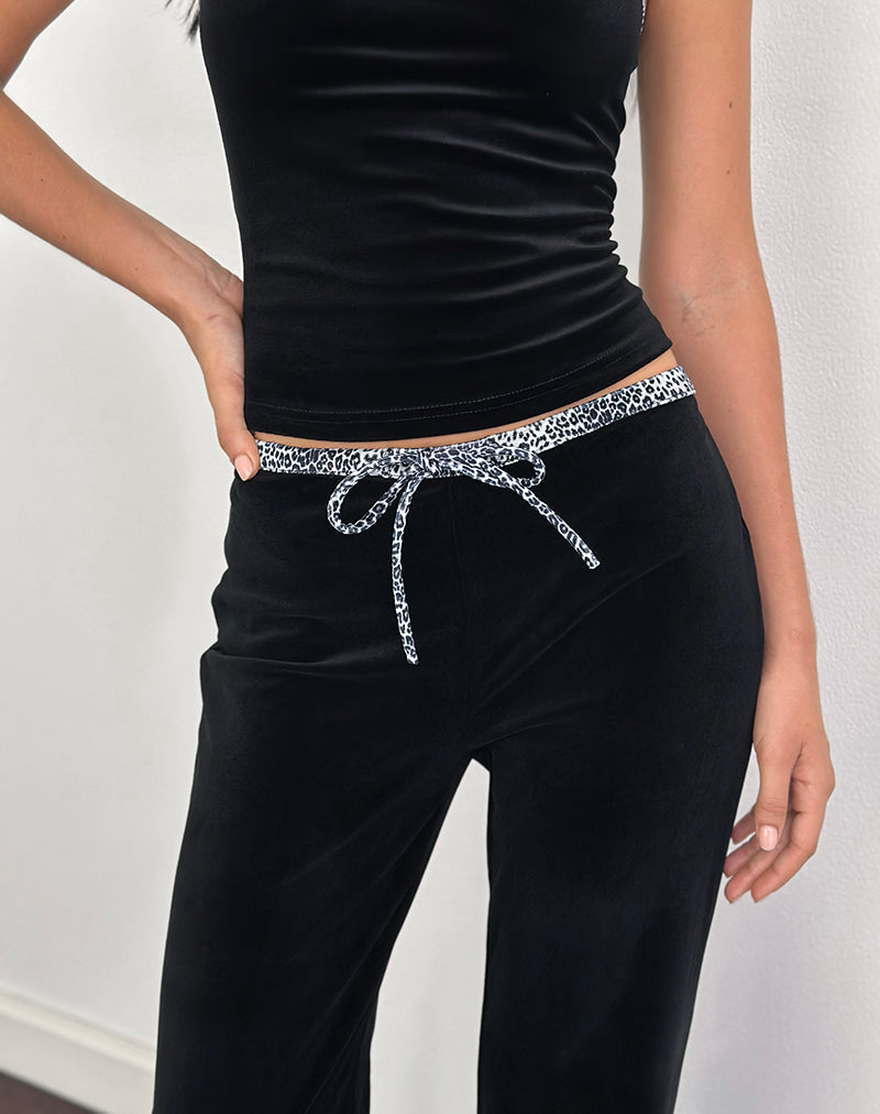 Jalani Trouser in Black with Leopard Binding