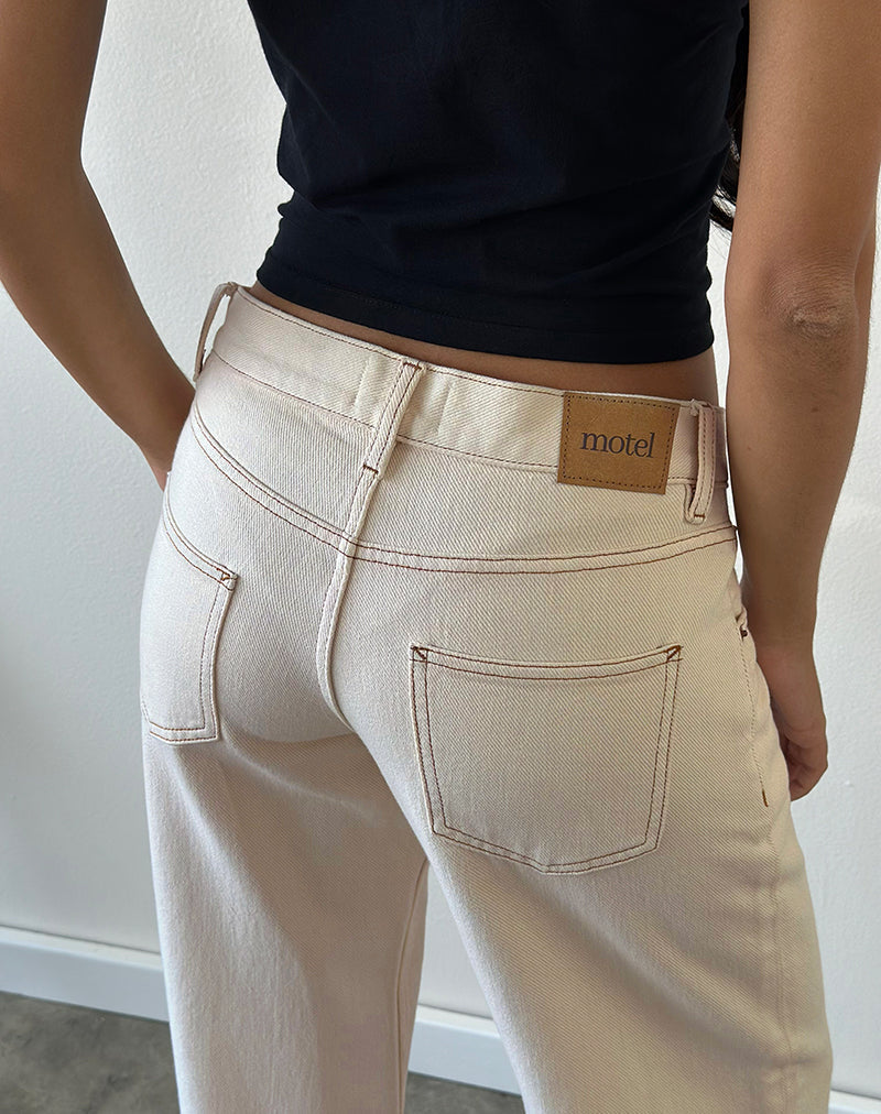 Low Rise Parallel Jeans in Off White