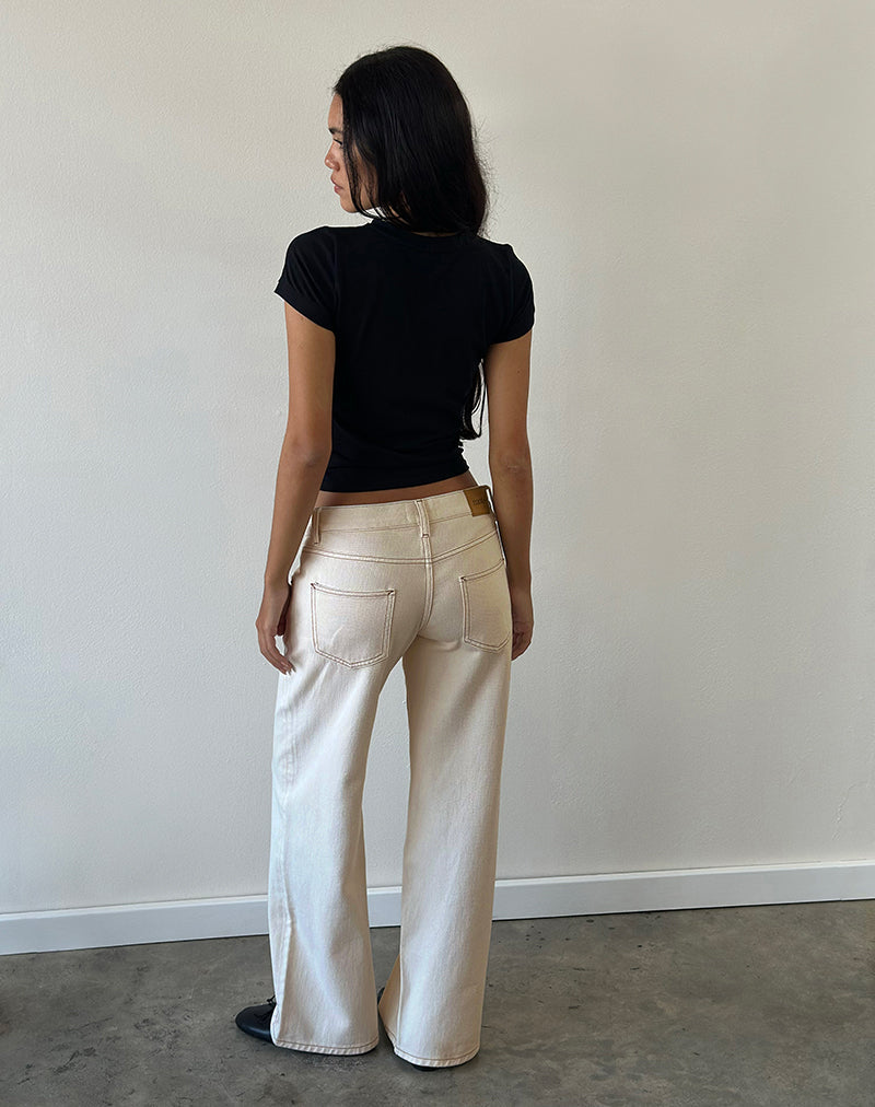 Low Rise Parallel Jeans in Off White