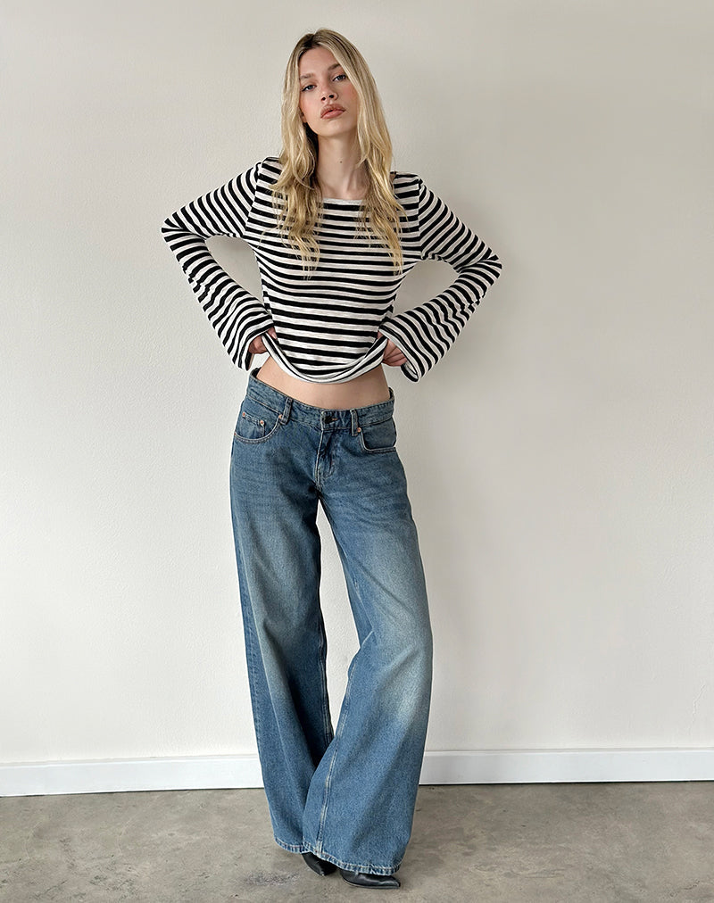 Roomy Extra Wide Low Rise Jeans in Bright Blue