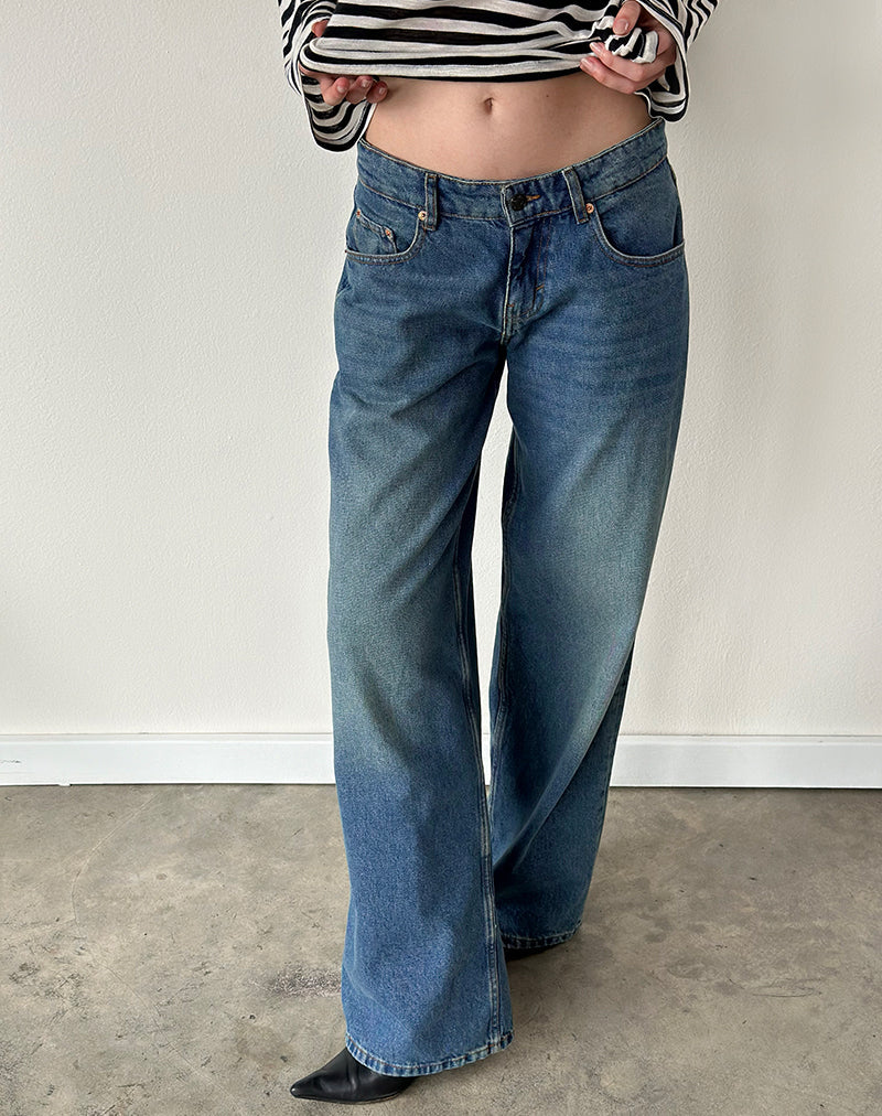 Roomy Extra Wide Low Rise Jeans in Bright Blue