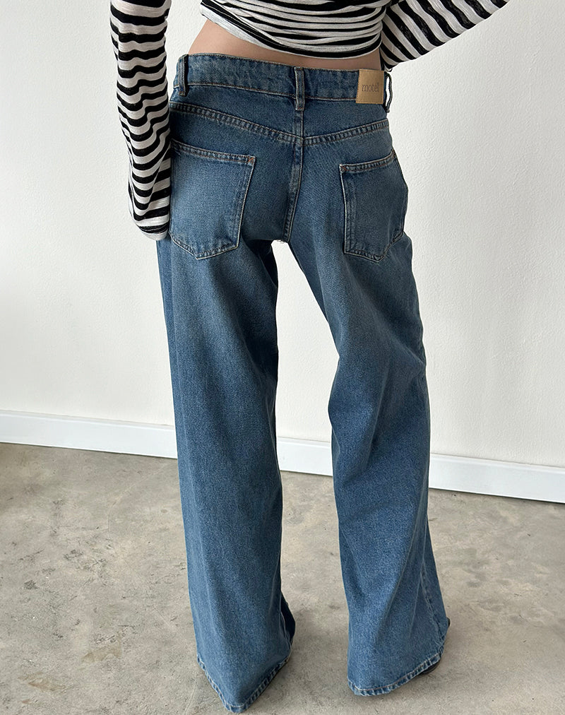 Roomy Extra Wide Low Rise Jeans in Bright Blue