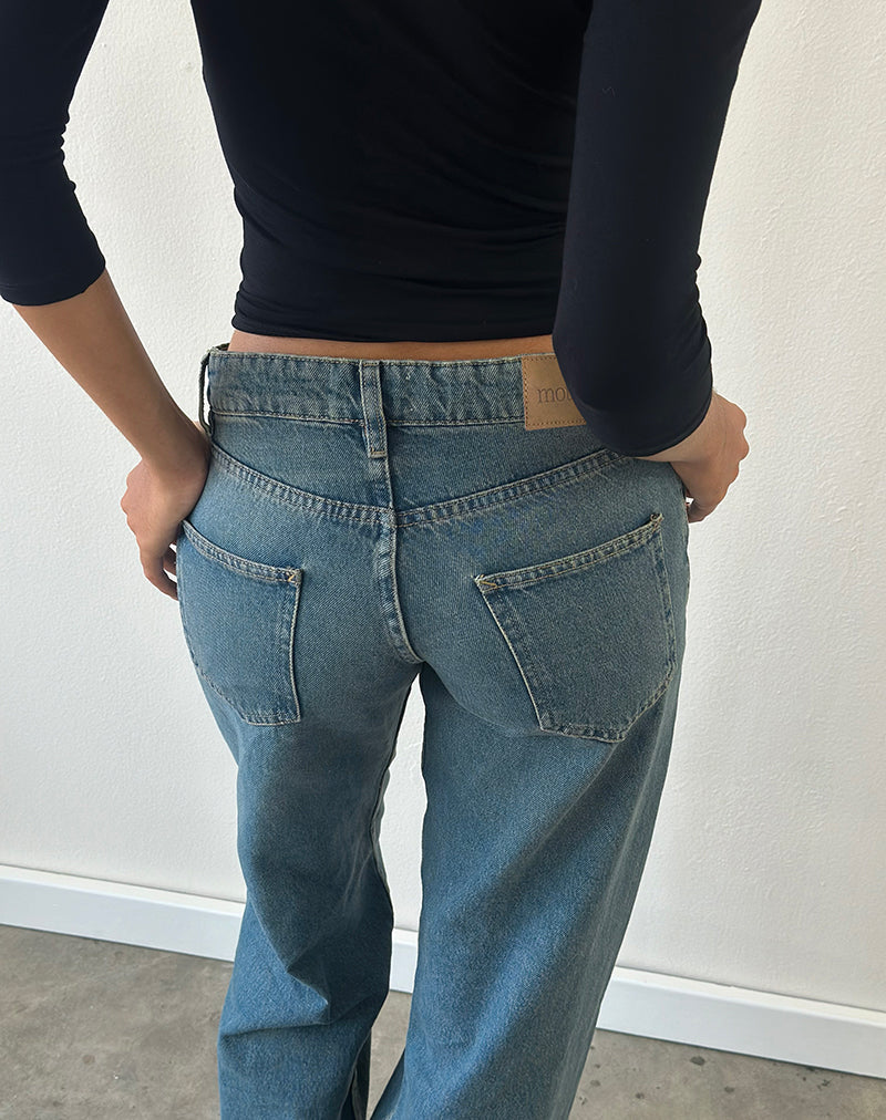 Low Rise Parallel Jeans in Bright Blue